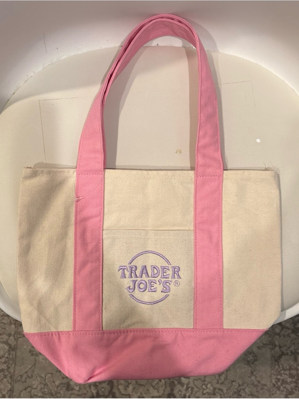 Pink & Cream Canvas Tote Trader Joe’s